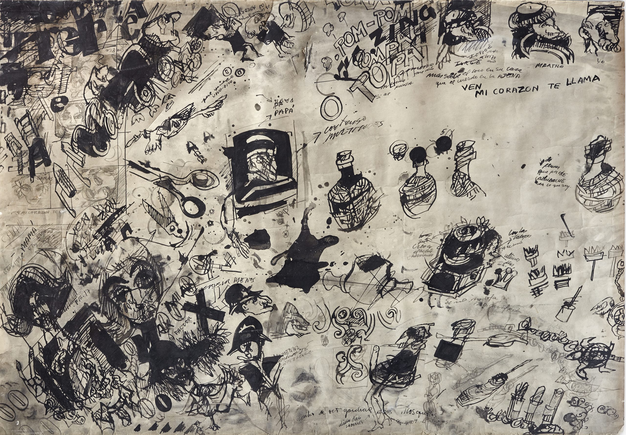 Sin título, 1963, Tinta sobre papel, 70 x 100 cm, Colección privada, Buenos Aires