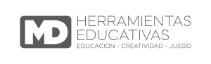 Logo en el que se puede leer "MD Herramientas educativas, educación, creatividad, juego