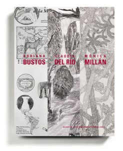 fotografía muestra la tapa de portada del libro Adriana Bustos, Claudia del Río, Mónica Millán: Paisaje peregrino